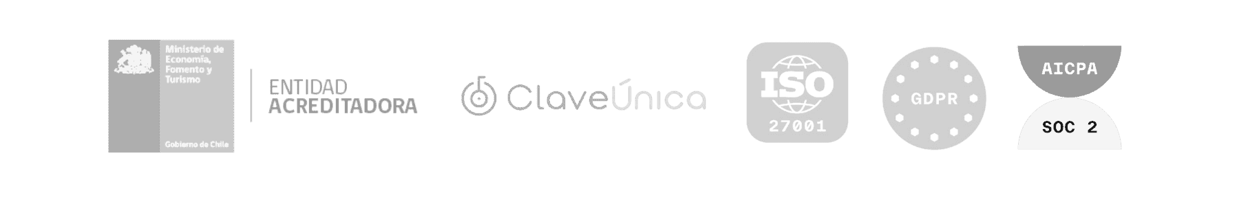Certificaciones de seguridad para la notaría digital: Ministerio de Economía de Chile, ClaveÚnica, ISO 27001, GDPR, AICPA SOC 2.